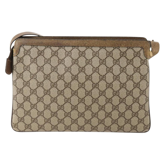 GUCCI GG Supreme Web Sherry Line Bag PVC Beige Gold 14 02 013 Auth INZ070