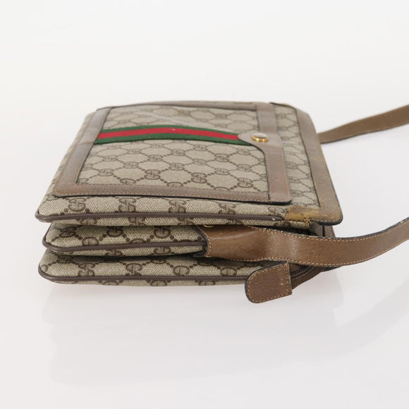 GUCCI GG Supreme Web Sherry Line Bag PVC Beige Gold 14 02 013 Auth INZ070