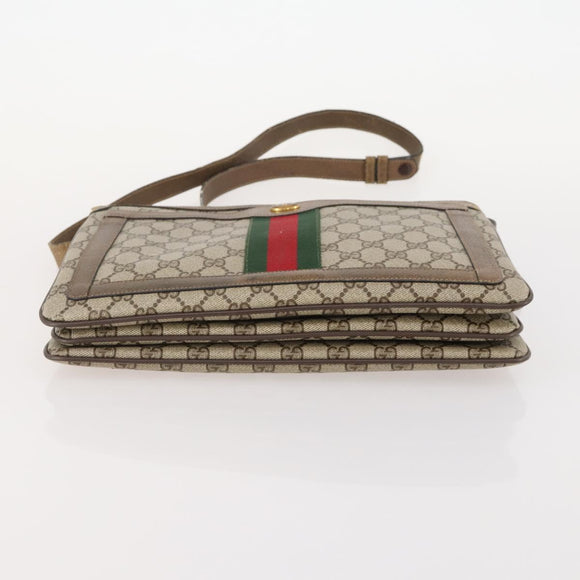 GUCCI GG Supreme Web Sherry Line Bag PVC Beige Gold 14 02 013 Auth INZ070