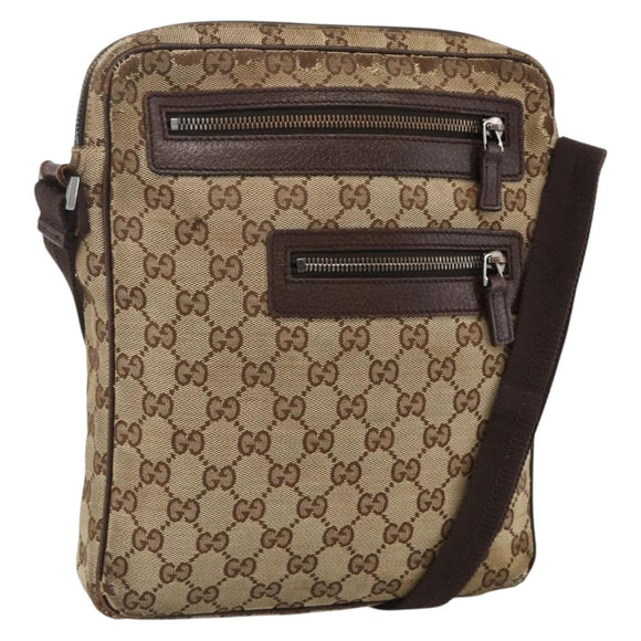 GUCCI GG Supreme Shoulder Bag Beige Silver 92551 Auth INZ071