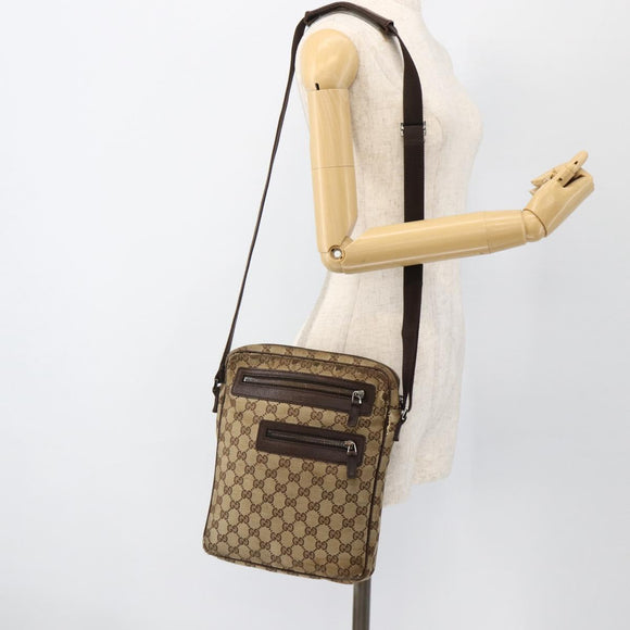 GUCCI GG Supreme Shoulder Bag Beige Silver 92551 Auth INZ071