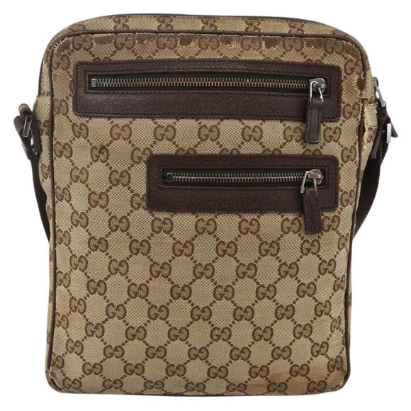 GUCCI GG Supreme Shoulder Bag Beige Silver 92551 Auth INZ071