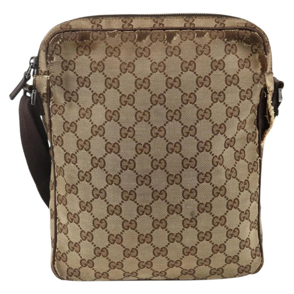 GUCCI GG Supreme Shoulder Bag Beige Silver 92551 Auth INZ071