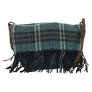 BURBERRY Nova Check Blue Label Shoulder Bag Wool Navy Auth INZ074A-1