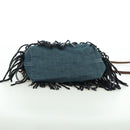 BURBERRY Nova Check Blue Label Shoulder Bag Wool Navy Auth INZ074A-5
