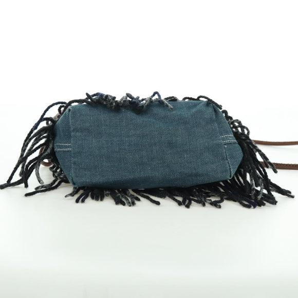 BURBERRY Nova Check Blue Label Shoulder Bag Wool Navy Auth INZ074A