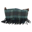 BURBERRY Nova Check Blue Label Shoulder Bag Wool Navy Auth INZ074A-2