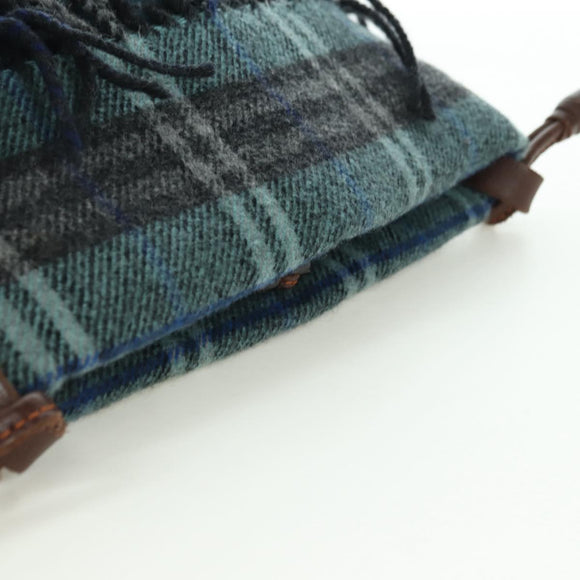 BURBERRY Nova Check Blue Label Shoulder Bag Wool Navy Auth INZ074A