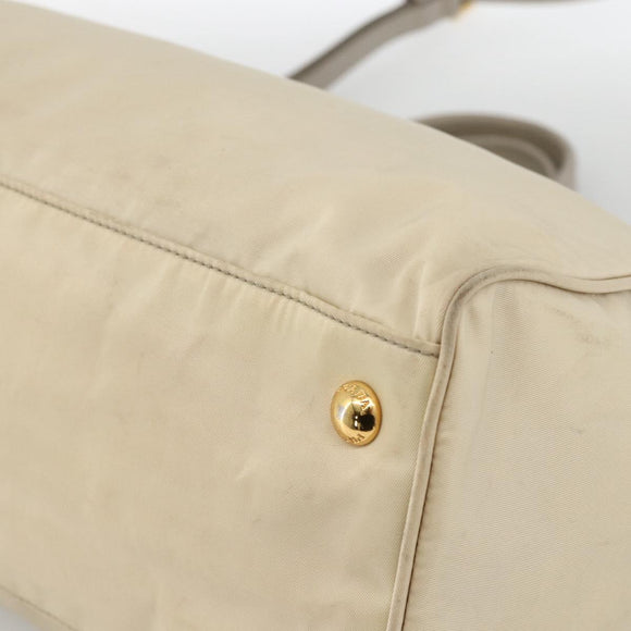 PRADA Hand Bag Nylon 2way Beige Gold Auth INZ076A