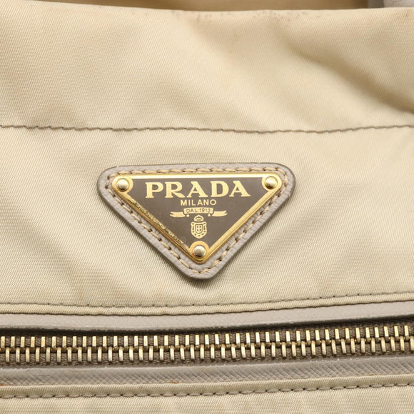 PRADA Hand Bag Nylon 2way Beige Gold Auth INZ076A