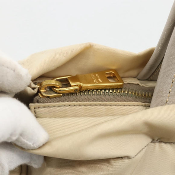 PRADA Hand Bag Nylon 2way Beige Gold Auth INZ076A