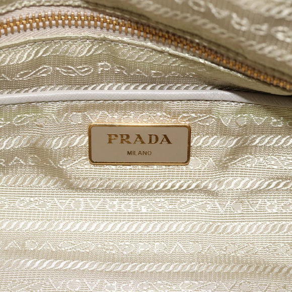 PRADA Hand Bag Nylon 2way Beige Gold Auth INZ076A