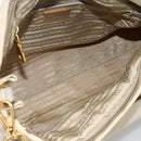PRADA Hand Bag Nylon 2way Beige Gold Auth INZ076A-11
