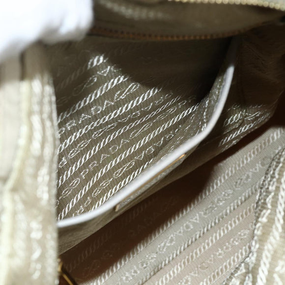 PRADA Hand Bag Nylon 2way Beige Gold Auth INZ076A