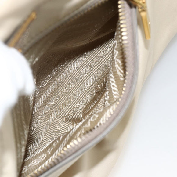PRADA Hand Bag Nylon 2way Beige Gold Auth INZ076A