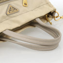 PRADA Hand Bag Nylon 2way Beige Gold Auth INZ076A-7