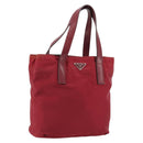 PRADA Hand Bag Nylon Red Silver Auth INZ081-1