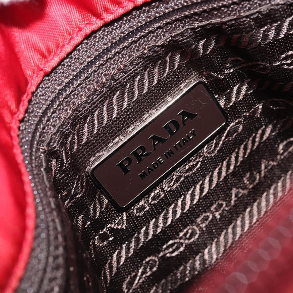 PRADA Hand Bag Nylon Red Silver Auth INZ081