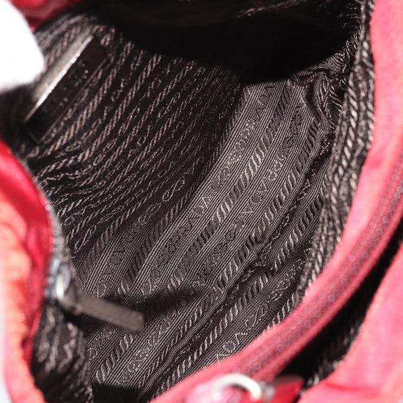 PRADA Hand Bag Nylon Red Silver Auth INZ081