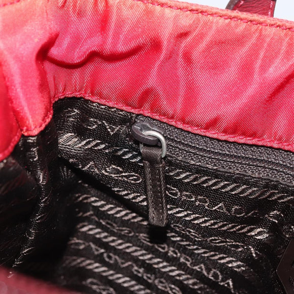 PRADA Hand Bag Nylon Red Silver Auth INZ081