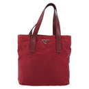 PRADA Hand Bag Nylon Red Silver Auth INZ081-13