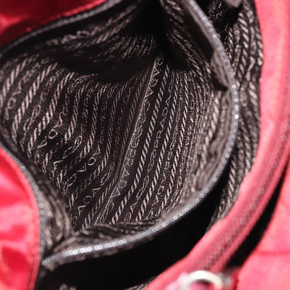 PRADA Hand Bag Nylon Red Silver Auth INZ081
