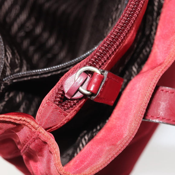 PRADA Hand Bag Nylon Red Silver Auth INZ081
