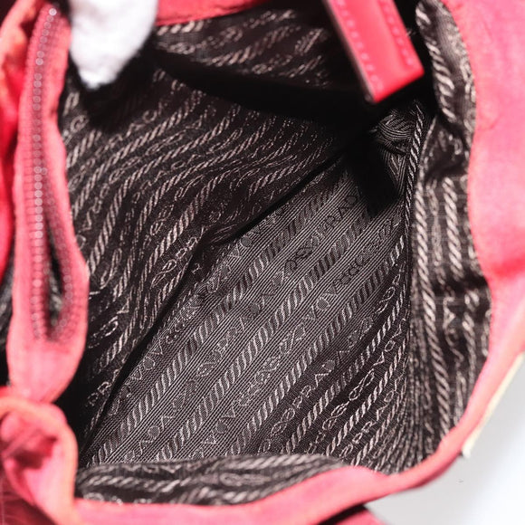 PRADA Hand Bag Nylon Red Silver Auth INZ081
