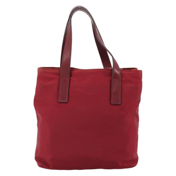 PRADA Hand Bag Nylon Red Silver Auth INZ081