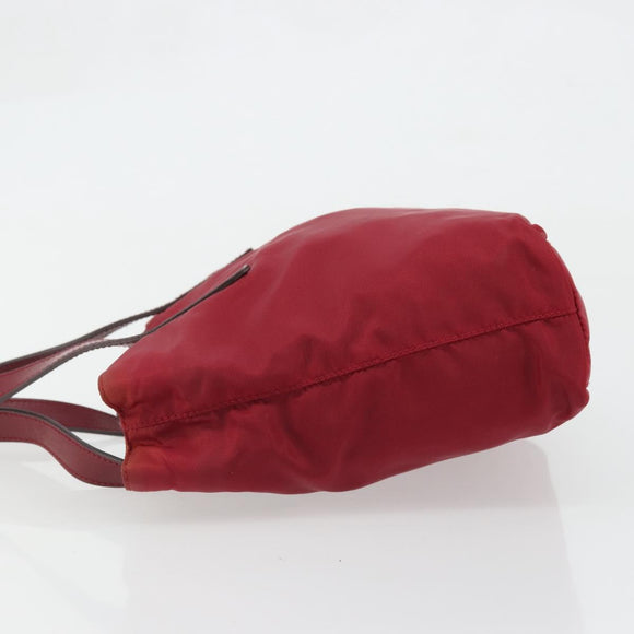 PRADA Hand Bag Nylon Red Silver Auth INZ081