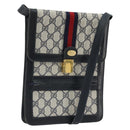 GUCCI GG Supreme Sherry Line Shoulder Bag PVC Navy Gold Auth INZ082-1