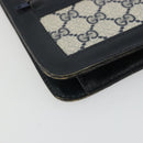 GUCCI GG Supreme Sherry Line Shoulder Bag PVC Navy Gold Auth INZ082-11