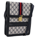 GUCCI GG Supreme Sherry Line Shoulder Bag PVC Navy Gold Auth INZ082-1