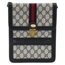 GUCCI GG Supreme Sherry Line Shoulder Bag PVC Navy Gold Auth INZ082-2