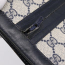 GUCCI GG Supreme Sherry Line Shoulder Bag PVC Navy Gold Auth INZ082-23
