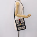 GUCCI GG Supreme Sherry Line Shoulder Bag PVC Navy Gold Auth INZ082-25