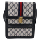 GUCCI GG Supreme Sherry Line Shoulder Bag PVC Navy Gold Auth INZ082-13