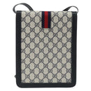 GUCCI GG Supreme Sherry Line Shoulder Bag PVC Navy Gold Auth INZ082-3