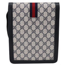 GUCCI GG Supreme Sherry Line Shoulder Bag PVC Navy Gold Auth INZ082-2