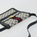 GUCCI GG Supreme Sherry Line Shoulder Bag PVC Navy Gold Auth INZ082-6