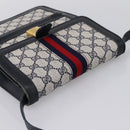GUCCI GG Supreme Sherry Line Shoulder Bag PVC Navy Gold Auth INZ082-6