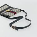 GUCCI GG Supreme Sherry Line Shoulder Bag PVC Navy Gold Auth INZ082-7