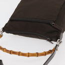 GUCCI Bamboo Hand Bag Nylon 2way Brown Silver 000 2404 0509 Auth INZ083-6