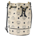 MCM Vicetos Logogram Shoulder Bag PVC White Gold Auth INZ084-1