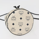 MCM Vicetos Logogram Shoulder Bag PVC White Gold Auth INZ084-5