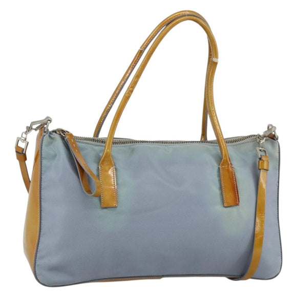 PRADA Hand Bag Nylon 2way Light Blue Silver Auth INZ088