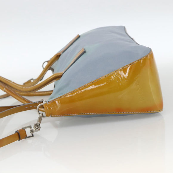 PRADA Hand Bag Nylon 2way Light Blue Silver Auth INZ088