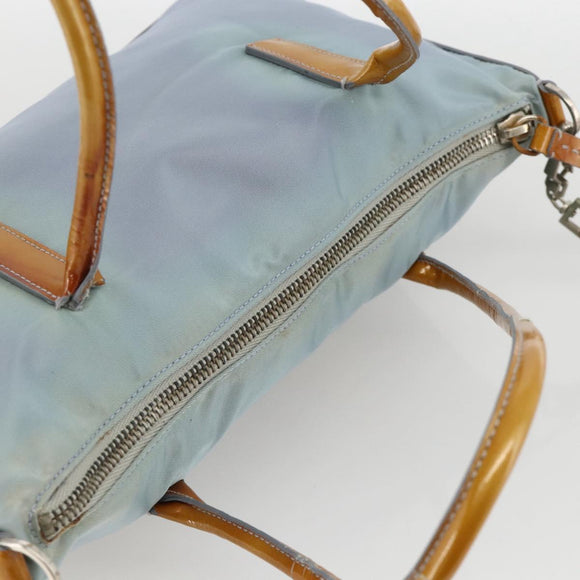 PRADA Hand Bag Nylon 2way Light Blue Silver Auth INZ088