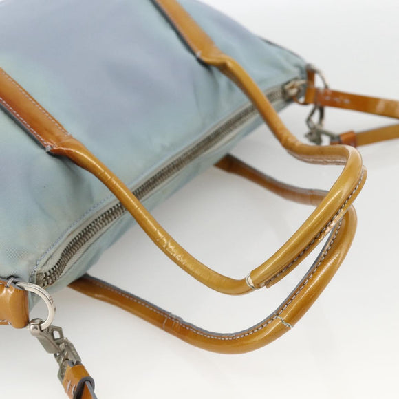 PRADA Hand Bag Nylon 2way Light Blue Silver Auth INZ088