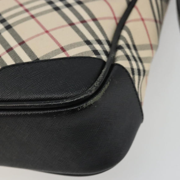BURBERRY Nova Check Shoulder Bag Canvas Beige Silver Auth INZ091